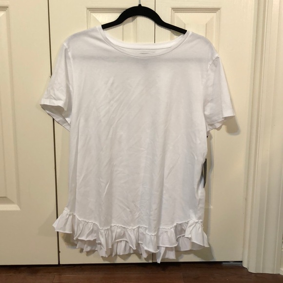 Banana Republic Tops - White T-Shirt w/ Ruffled Bottom